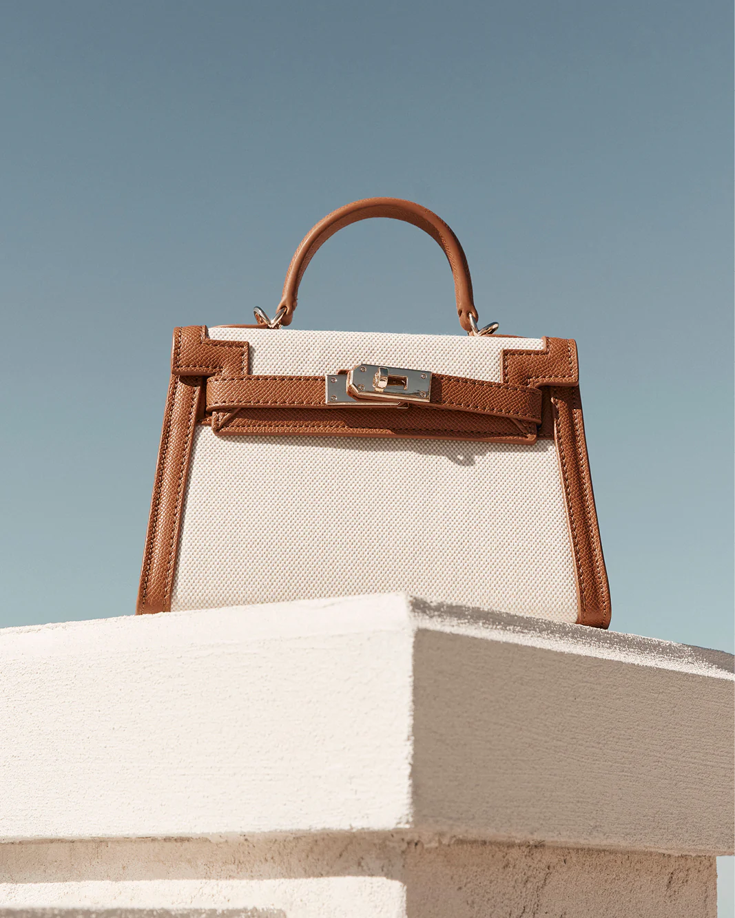 HARIETTE HANDLE BAG - NATURAL LINEN-TAN - Image 2